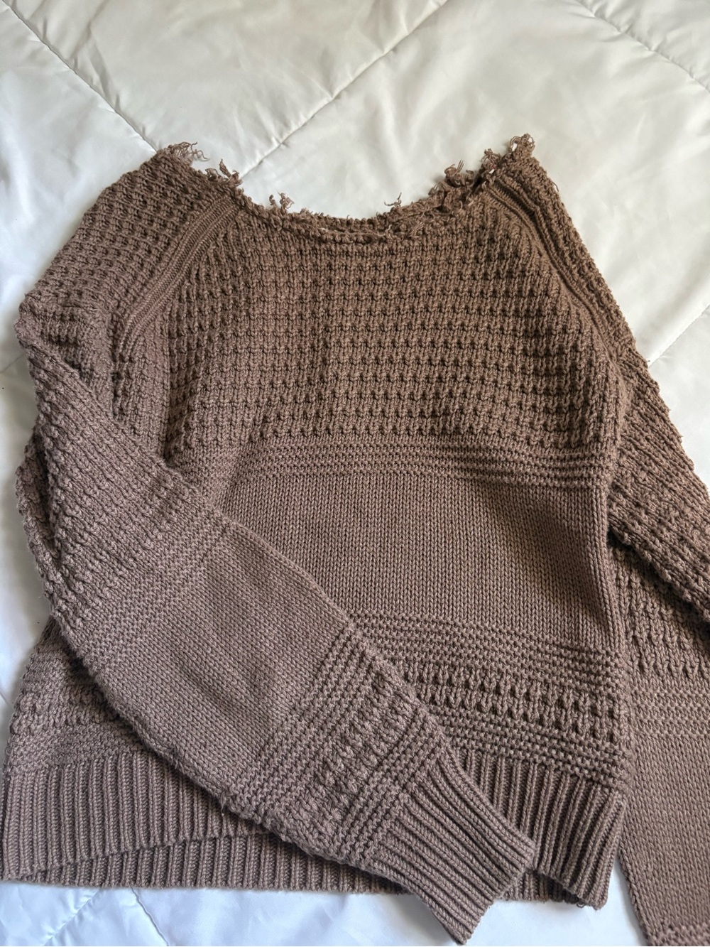 Universal Thread Off-the-Shoulder Taupe Knit Sweater